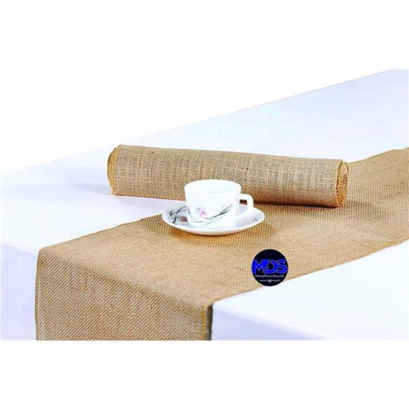 10 PCS 100% Natural Burlap Table Runners 12 x 108 Inch Long, Rustic - Picture 4 of 7